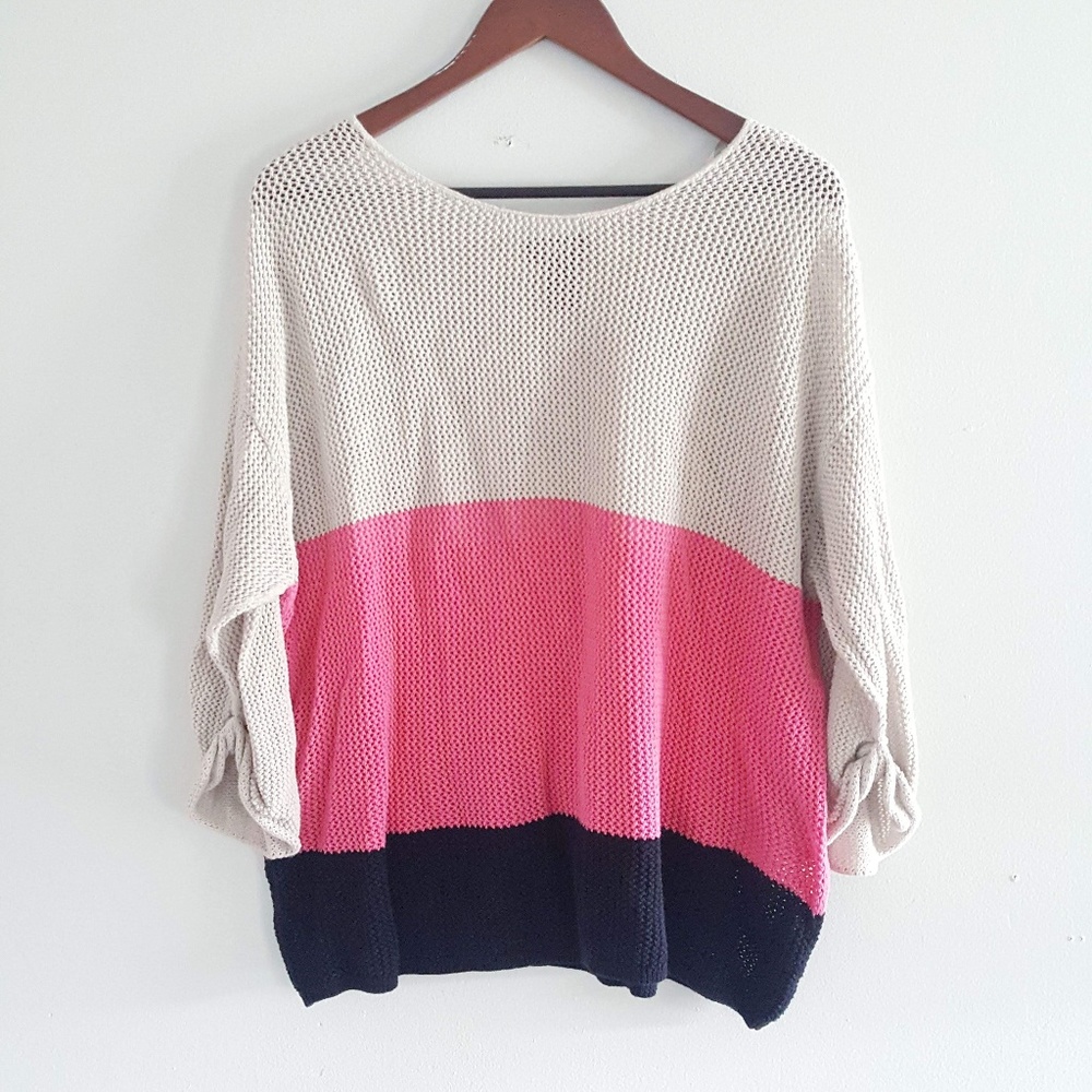 Lane Bryant loose knit color block sweater size 18